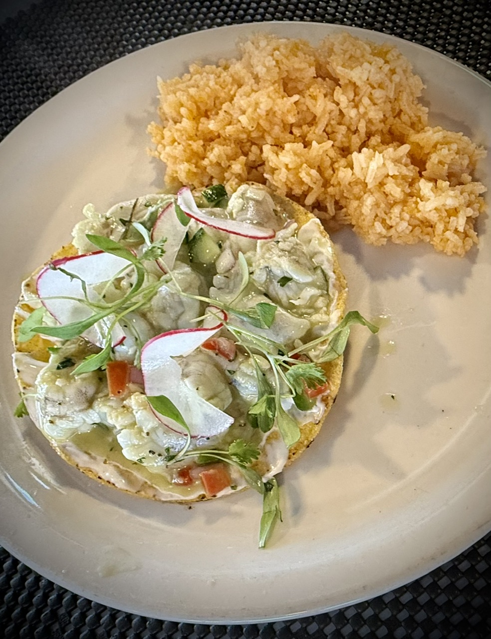 Shrimp Ceviche and Mexican Rice