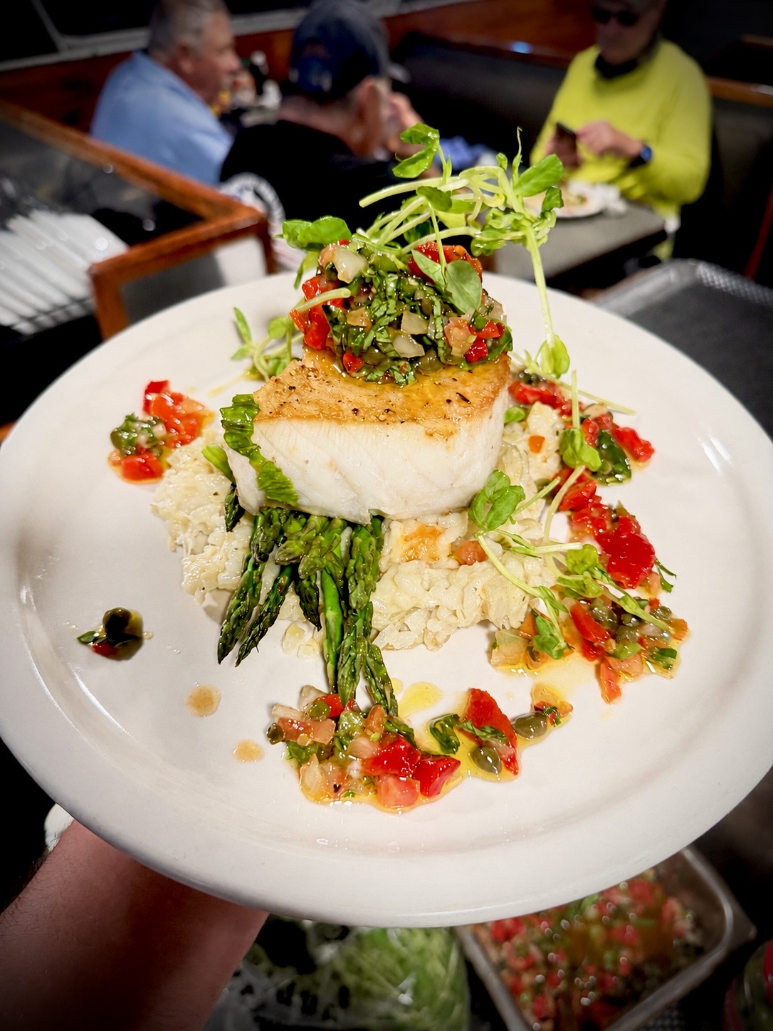 Wahoo with Risotto and Asparagus